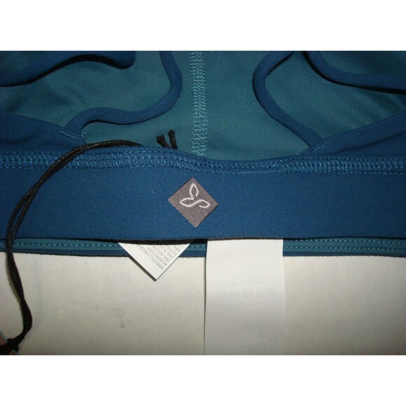 NWT Womens PrAna Yoga Dark Aqua Strappy Top Bra New Momento L Blue Atlantic UPF - Picture 5 of 6